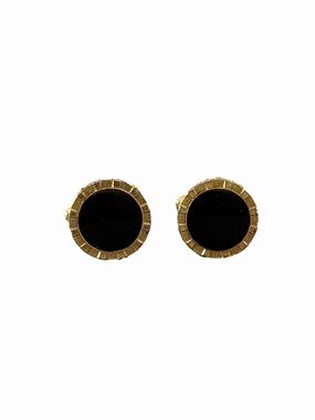 Classic Black & Gold Round Cufflinks | Minimalist Formal Menswear
